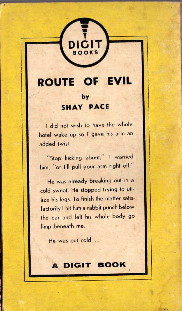 Shay Pace  ROUTE OF EVIL magnified rear book cover image