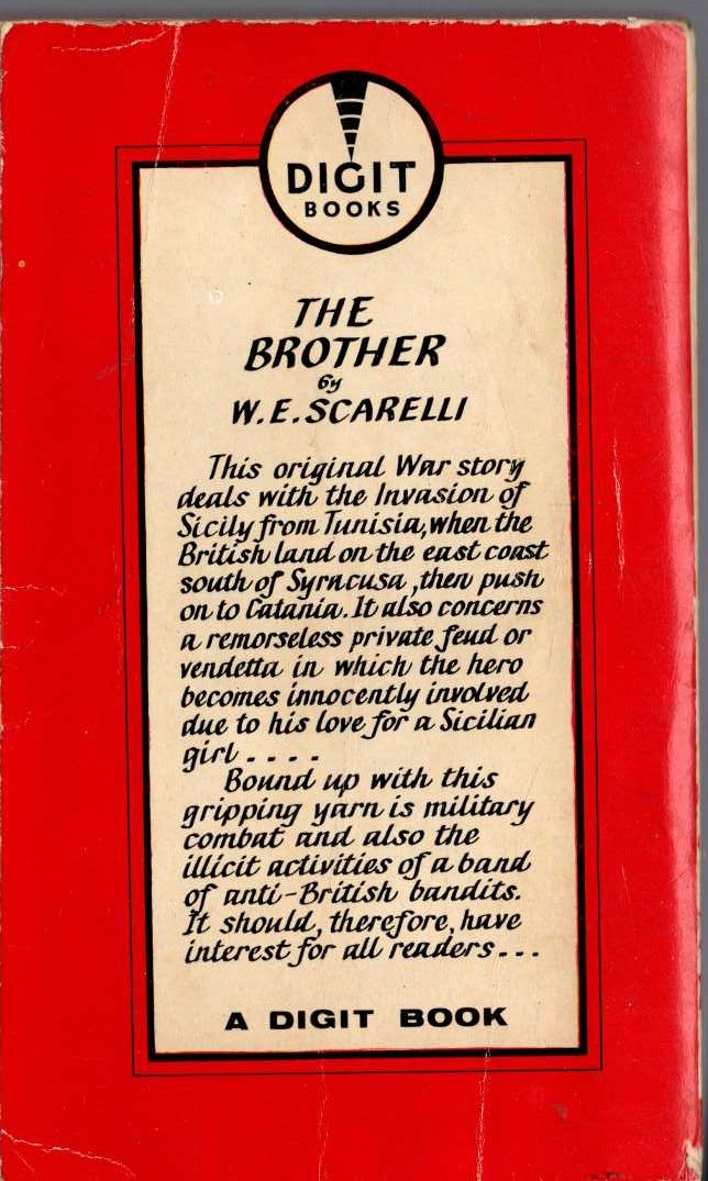 W.E. Scarelli  THE BROTHER magnified rear book cover image