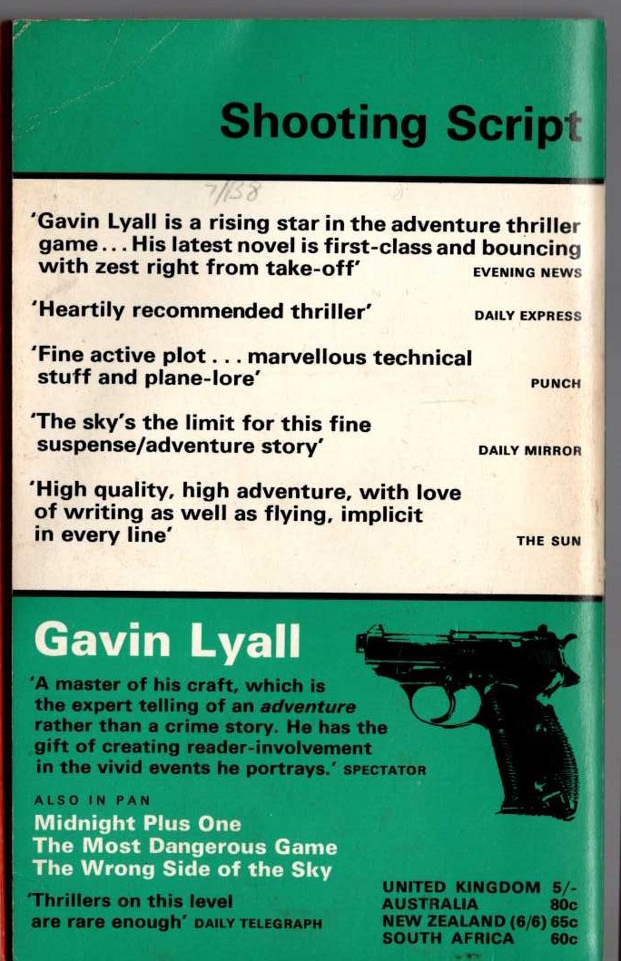 Lyallm Gavin   SHOOTING SCRIPT magnified rear book cover image