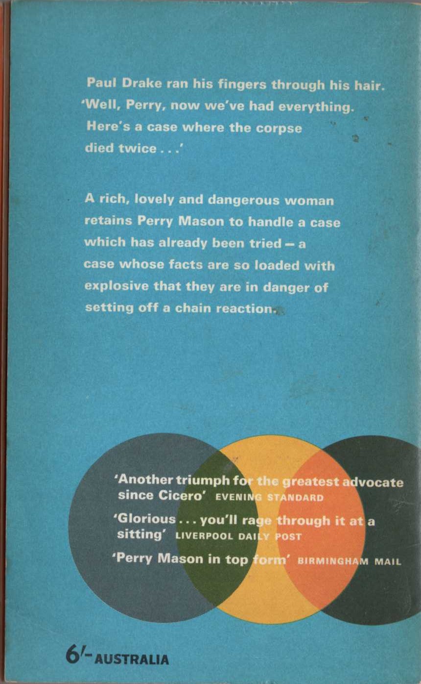 Erle Stanley Gardner  THE CASE OF THE LUCKY LOSER magnified rear book cover image