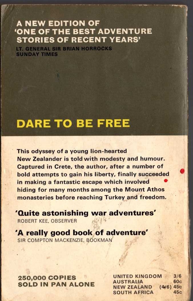 W.B. Thomas  DARE TO BE FREE magnified rear book cover image