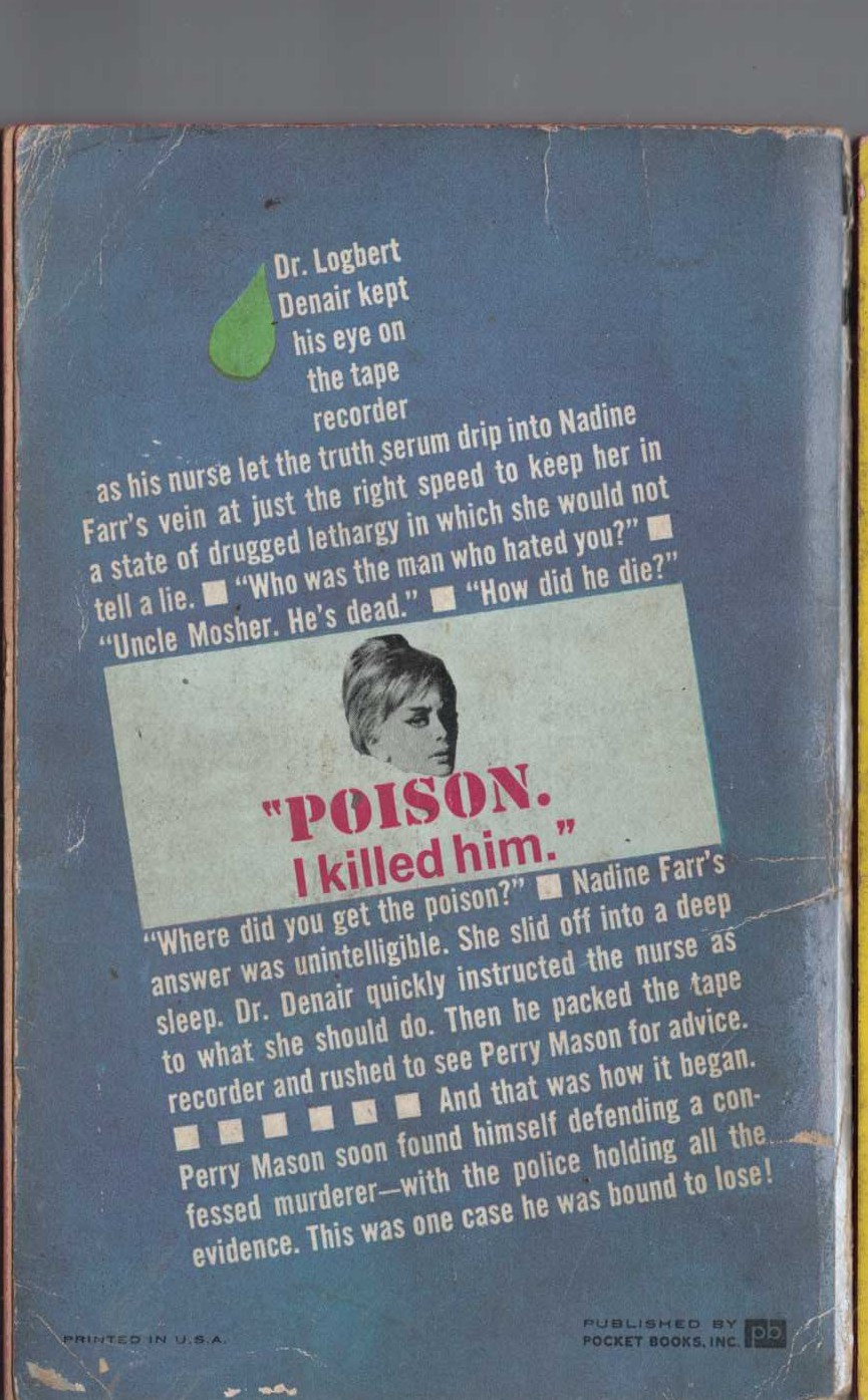 Erle Stanley Gardner  THE CASE OF THE DEMURE DEFENDANT magnified rear book cover image