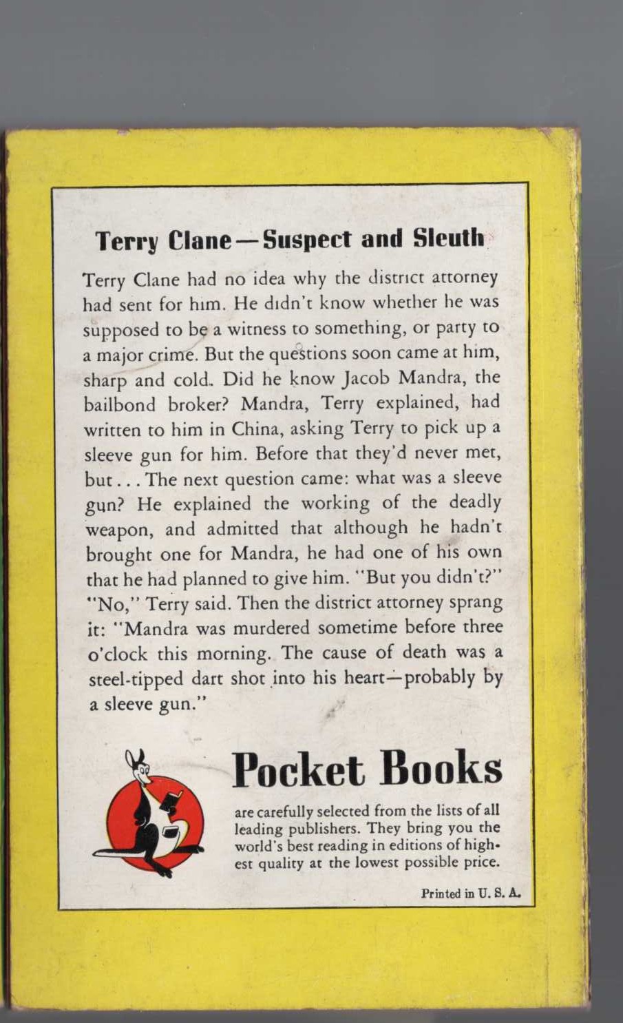 Erle Stanley Gardner  MURDER UP MY SLEEVE magnified rear book cover image