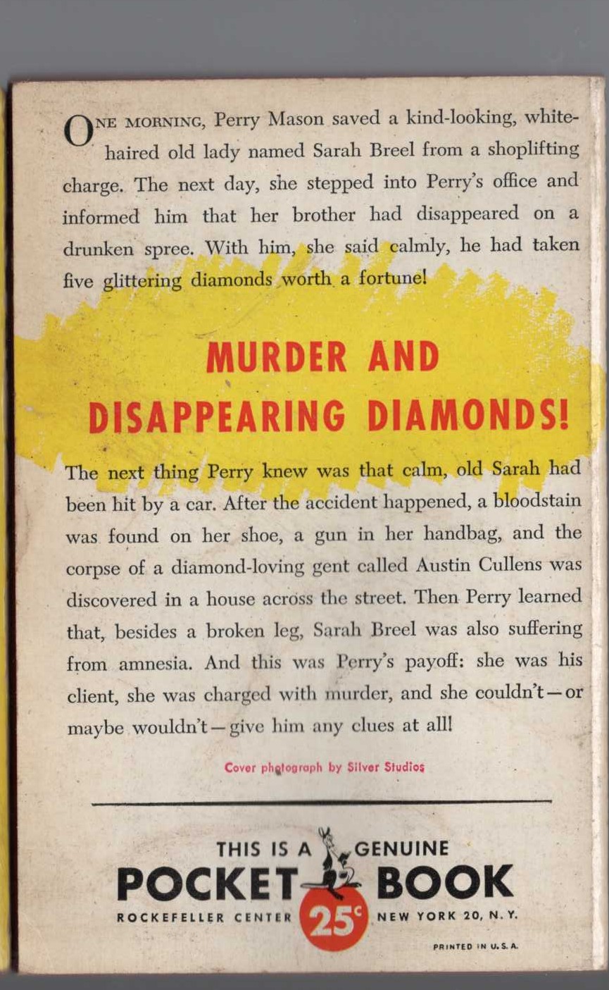 Erle Stanley Gardner  THE CASE OF THE SHOPLIFTER'S SHOE magnified rear book cover image