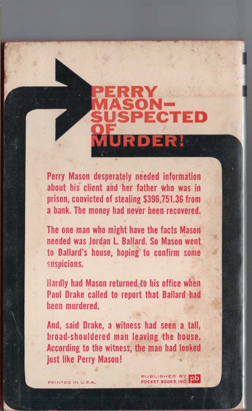 Erle Stanley Gardner  THE CASE OF THE SUN BATHER'S DIARY magnified rear book cover image