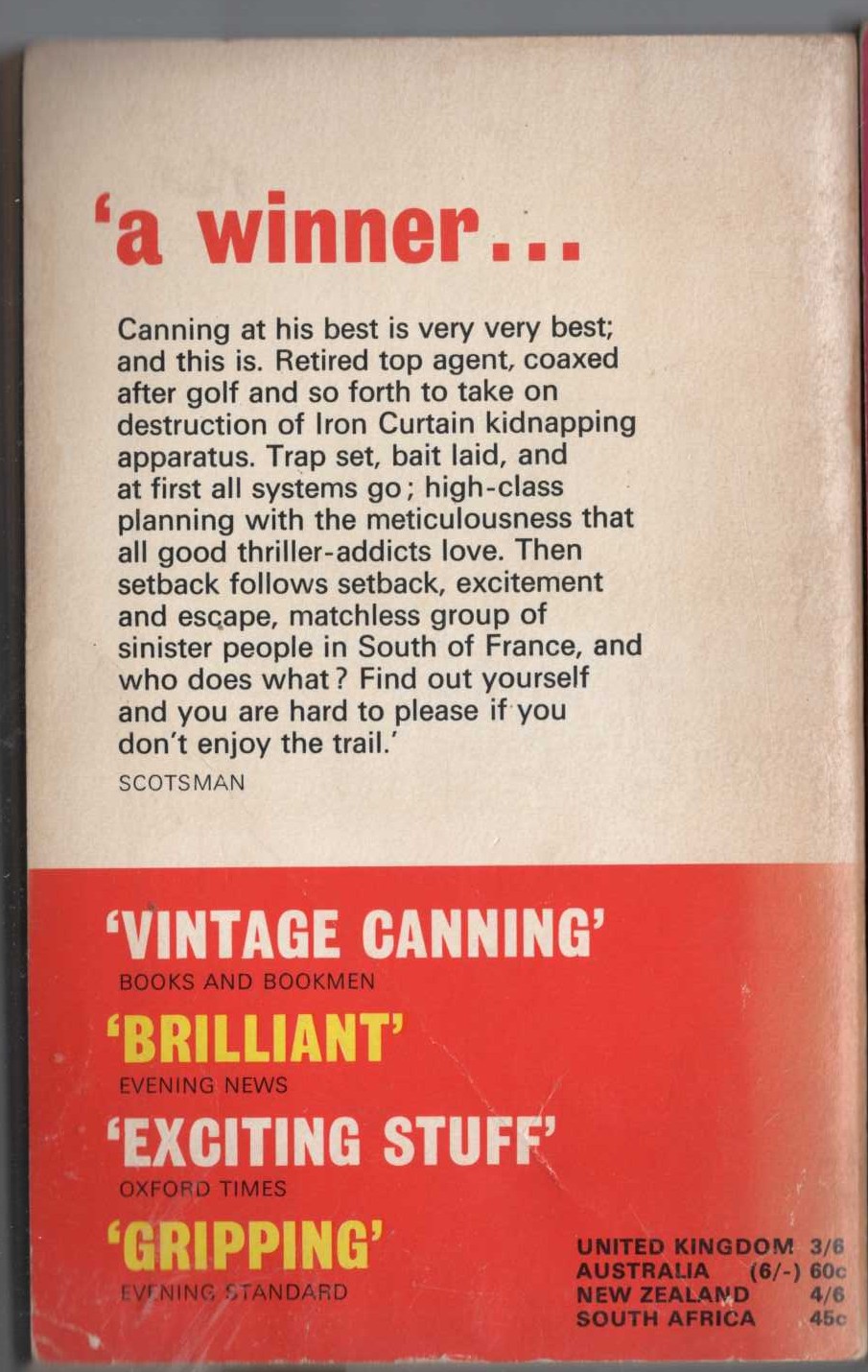 Victor Canning  THE LIMBO LINE magnified rear book cover image