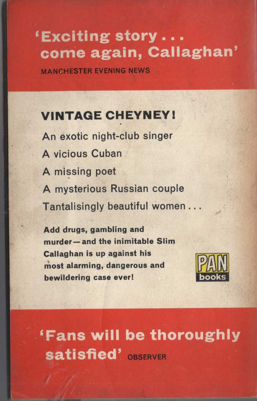 Peter Cheyney  IT COULDN'T MATTER LESS magnified rear book cover image