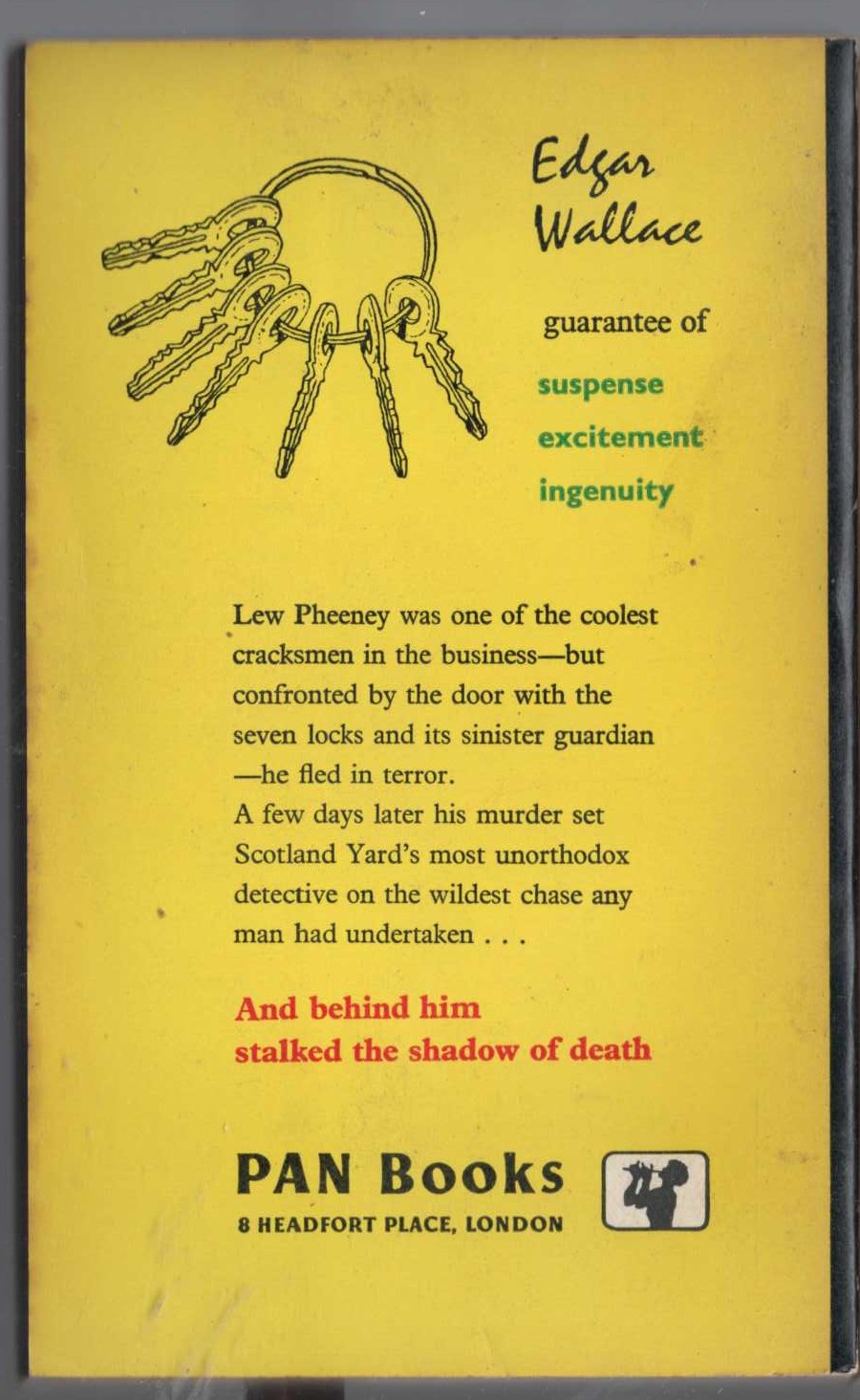 Edgar Wallace  THE DOOR WITH SEVEN LOCKS magnified rear book cover image