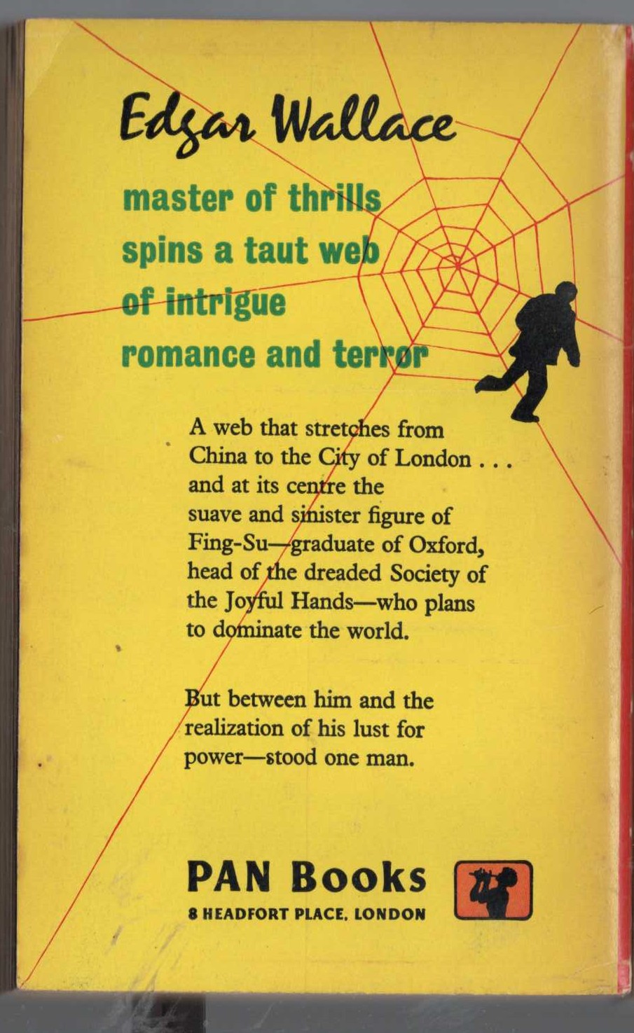 Edgar Wallace  THE YELLOW SNAKE magnified rear book cover image