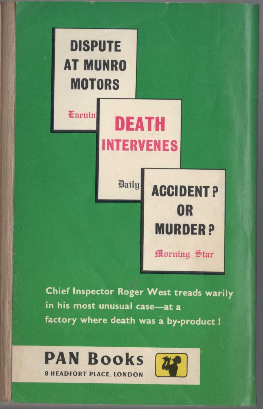 John Creasey  STRIKE FOR DEATH (Inspector West) magnified rear book cover image