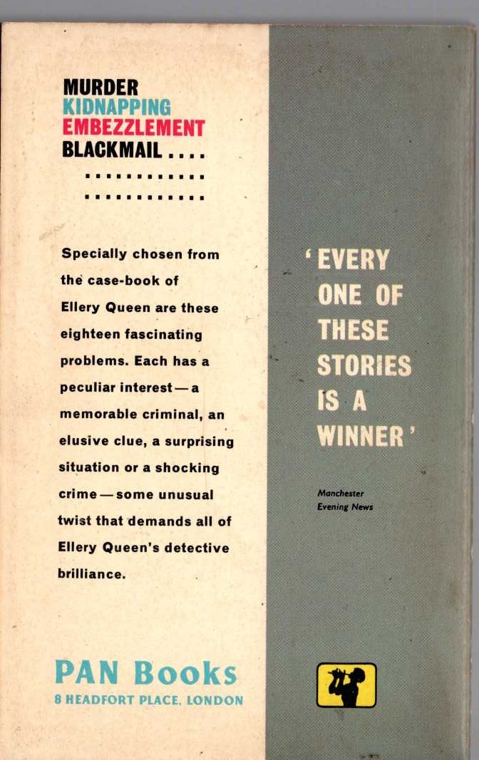 Ellery Queen  QUEEN'S BUREAU OF INVESTIGATION magnified rear book cover image