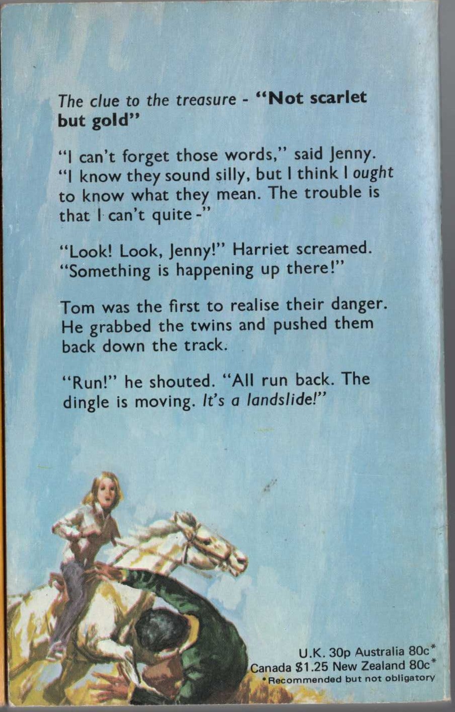 Malcolm Saville  NOT SCARLET BUT GOLD magnified rear book cover image