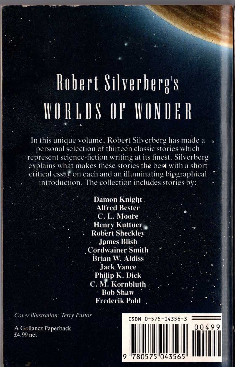(Robert Silverberg edits and introduces) WORLDS OF WONDER magnified rear book cover image
