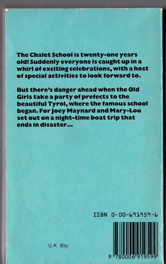 Elinor M. Brent-Dyer  THE COMING OF AGE OF THE CHALET SCHOOL magnified rear book cover image