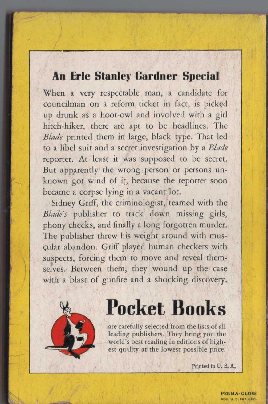 Erle Stanley Gardner  THE CLUE OF THE FORGOTTEN MURDER magnified rear book cover image