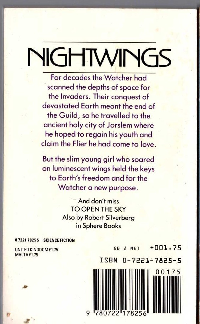 Robert Silverberg  NIGHTWINGS magnified rear book cover image