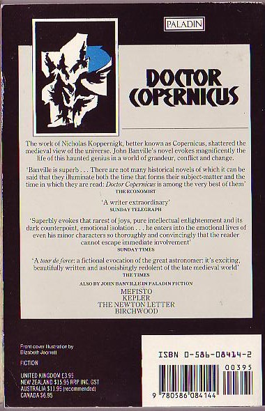 John Banville  DOCTOR COPERNICUS magnified rear book cover image