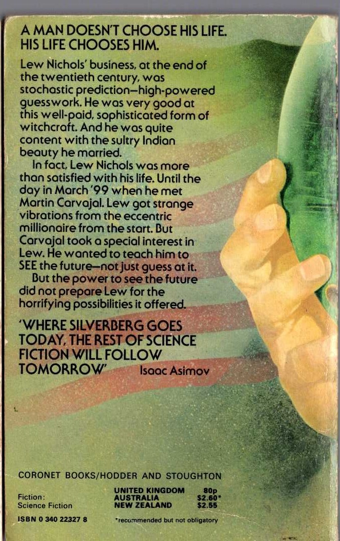 Robert Silverberg  THE STOCHASTIC MAN magnified rear book cover image