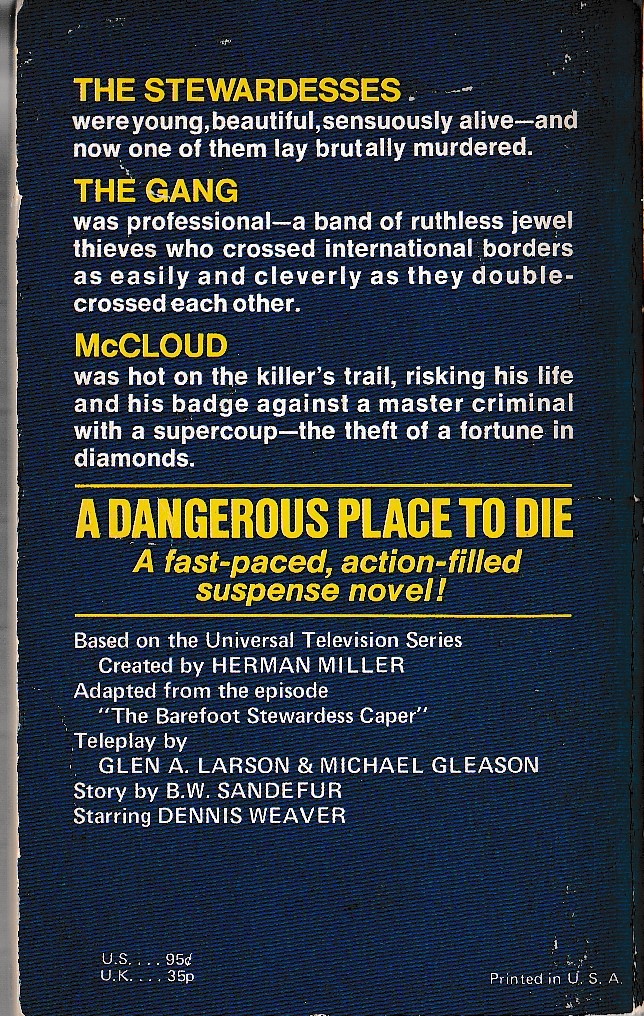 David Wilson  McCLOUD #5: A DANGEROUS PLACE TO DIE magnified rear book cover image