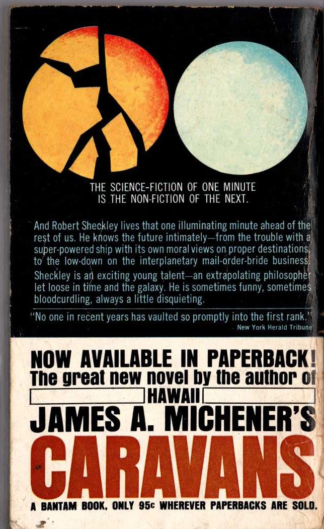Robert Sheckley  PILGRIMAGE TO EARTH magnified rear book cover image