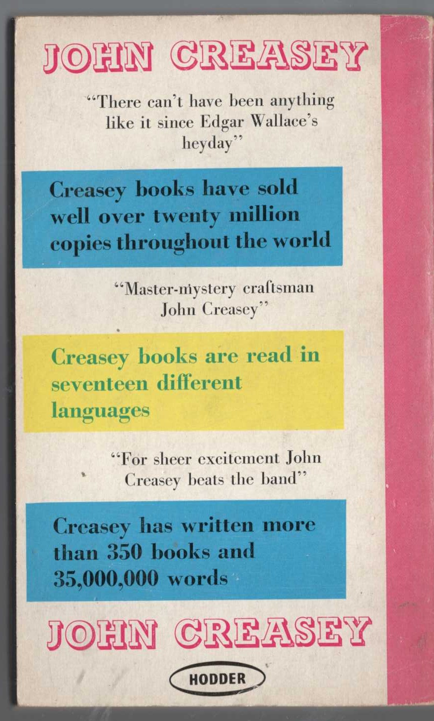 John Creasey  FIND INSPECTOR WEST magnified rear book cover image
