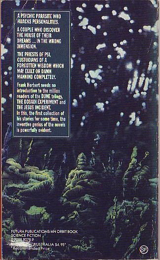 Frank Herbert  THE PRIESTS OF PSI magnified rear book cover image