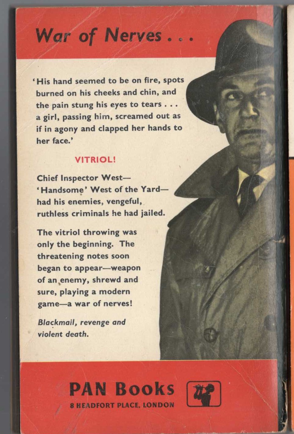 John Creasey  INSPECTOR WEST AT BAY magnified rear book cover image