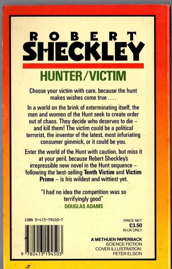 Robert Sheckley  HUNTER / VICTIM magnified rear book cover image