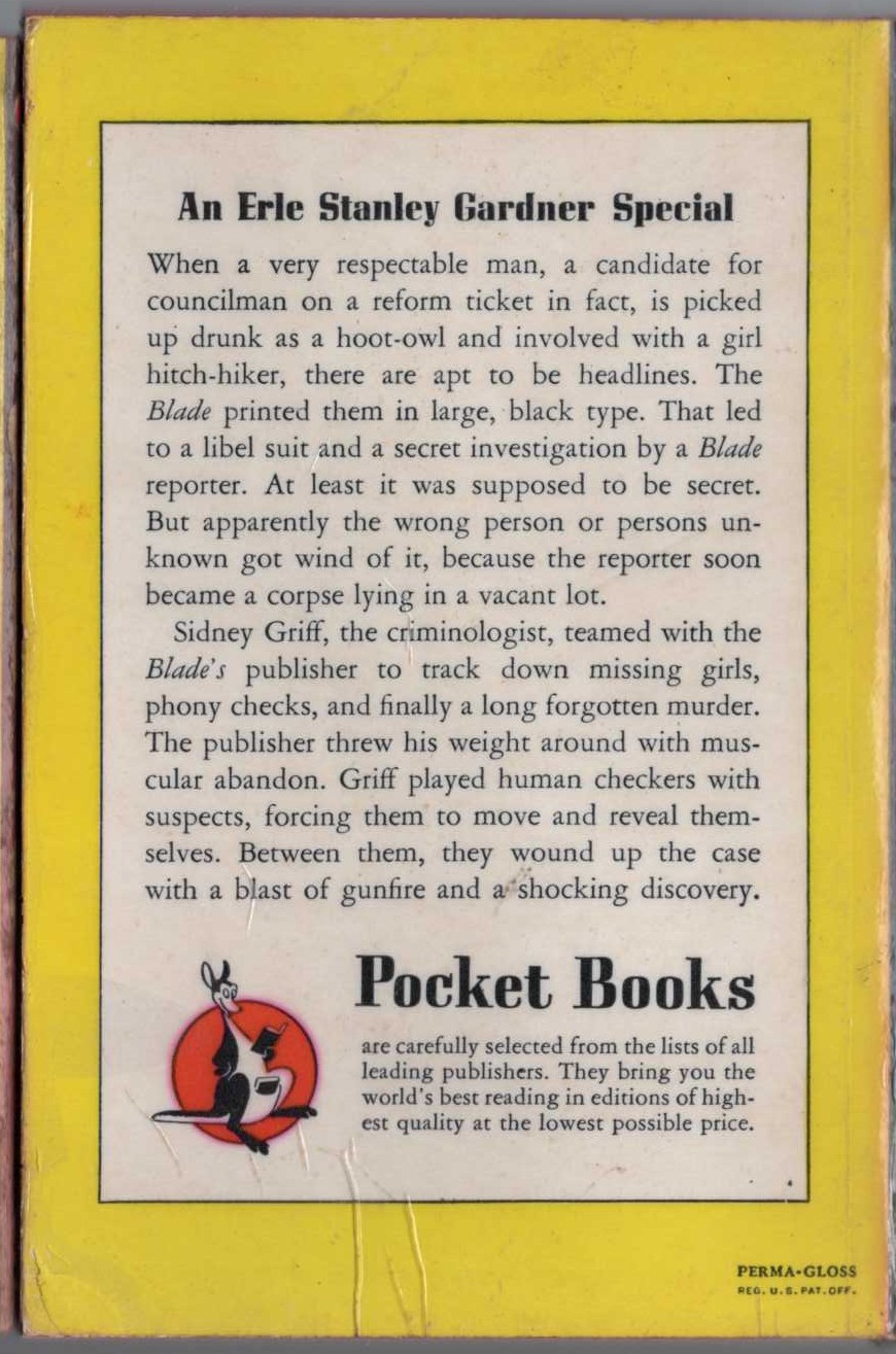 Erle Stanley Gardner  THE CLUE OF THE FORGOTTEN MURDER magnified rear book cover image