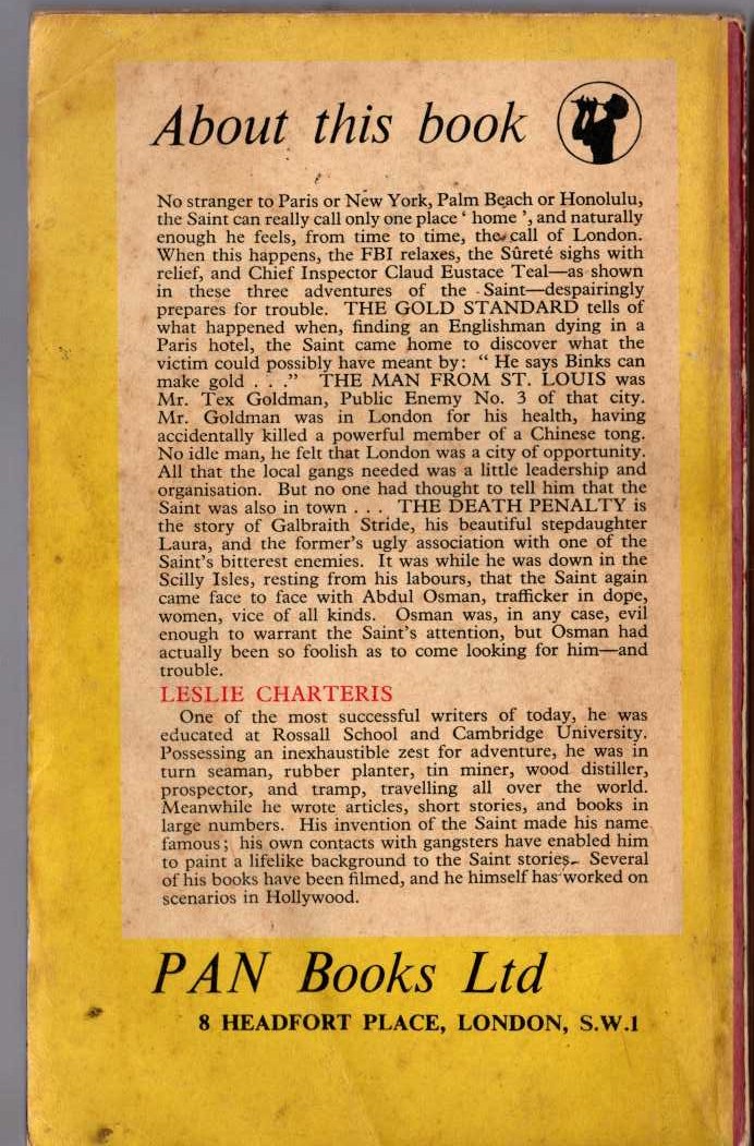 Leslie Charteris  THE SAINT AND MR. TEAL magnified rear book cover image