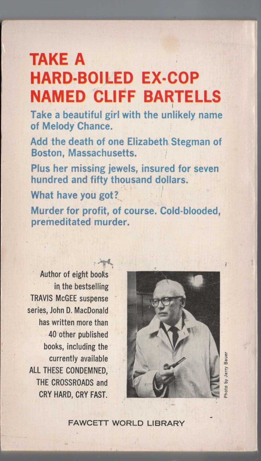 John D. MacDonald  THE BRASS CUPCAKE magnified rear book cover image