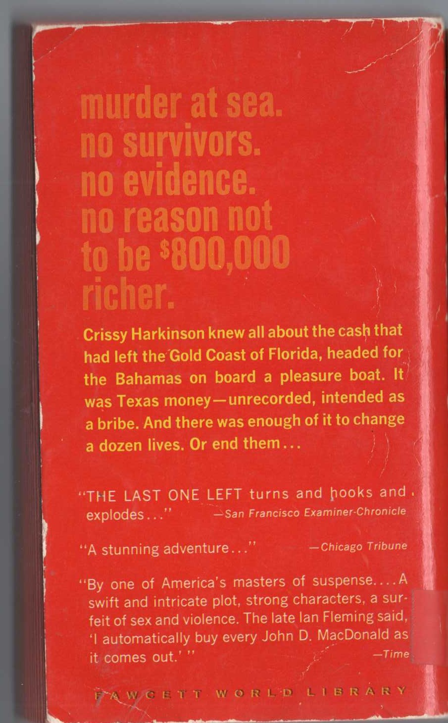 John D. MacDonald  THE LAST ONE LEFT magnified rear book cover image