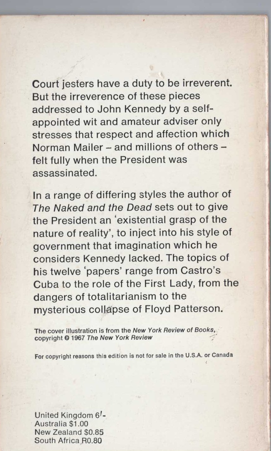 Norman Mailer  THE PRESEDNTIAL PAPERS magnified rear book cover image