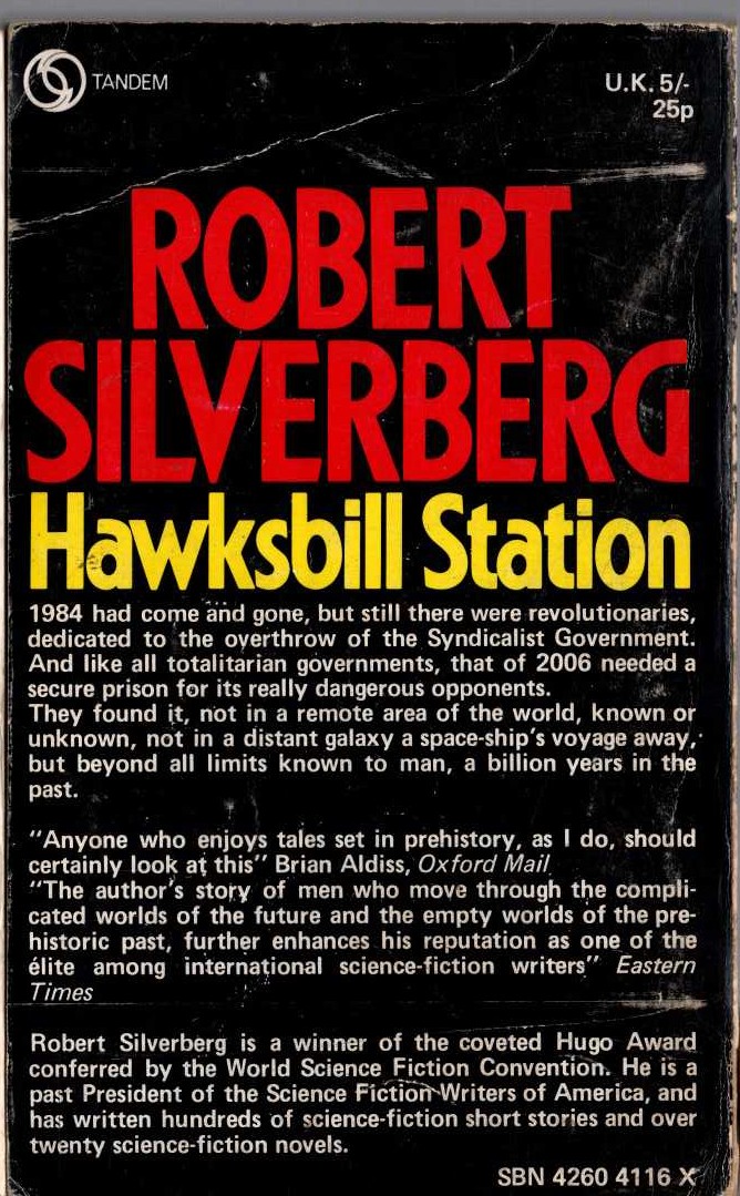 Robert Silverberg  HAWKSBILL STATION magnified rear book cover image