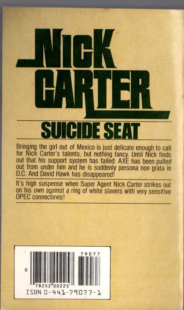 Nick Carter  SUICIDE SEAT magnified rear book cover image