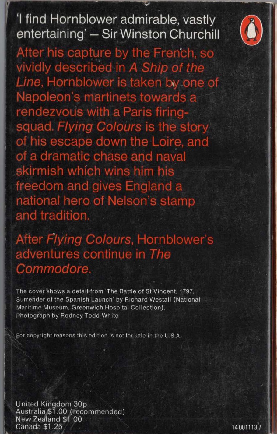 C.S. Forester  FLYING COLOURS magnified rear book cover image