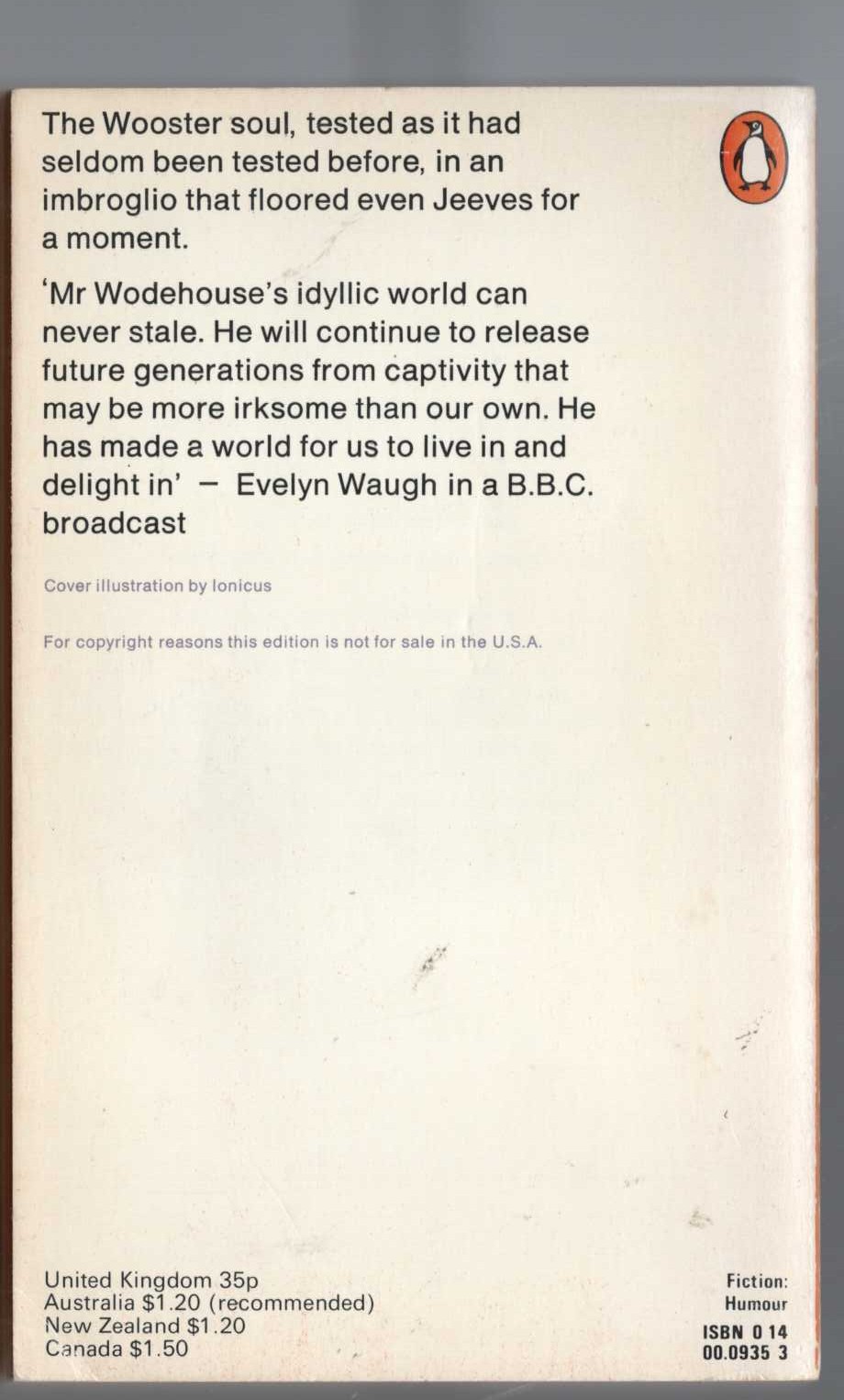 P.G. Wodehouse  THE CODE OF THE WOOSTERS magnified rear book cover image