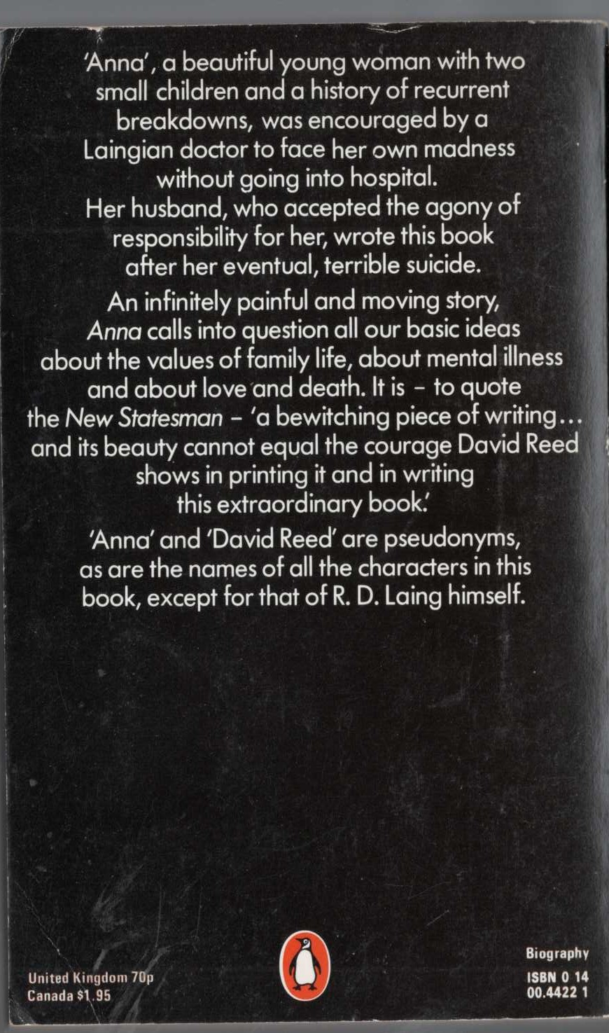 David Reed  ANNA magnified rear book cover image