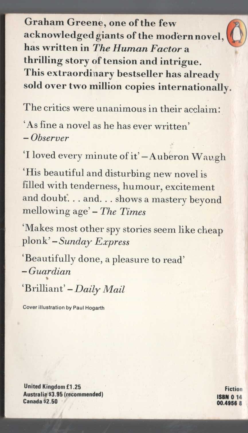 Graham Greene  THE HUMAN FACTOR magnified rear book cover image