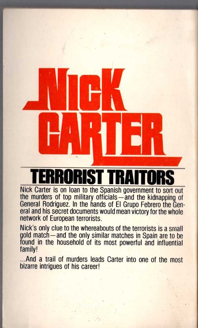 Nick Carter  AND NEXT THE KING magnified rear book cover image