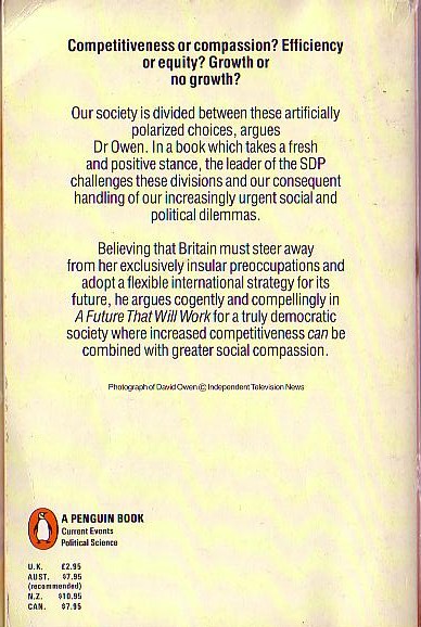David Owen  A FUTURE THAT WILL WORK magnified rear book cover image
