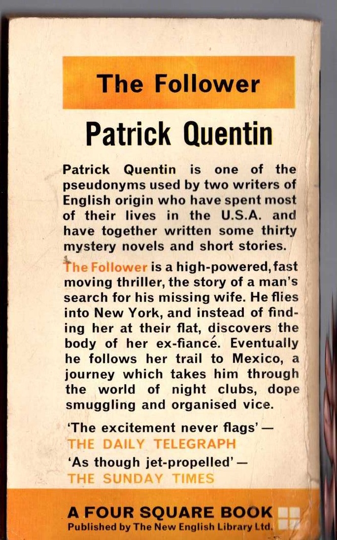 Patrick Quentin  THE FOLLOWER magnified rear book cover image