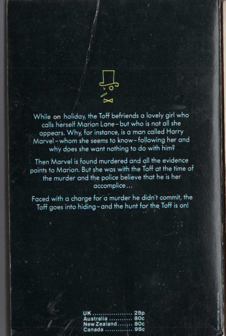 John Creasey  HUNT THE TOFF magnified rear book cover image