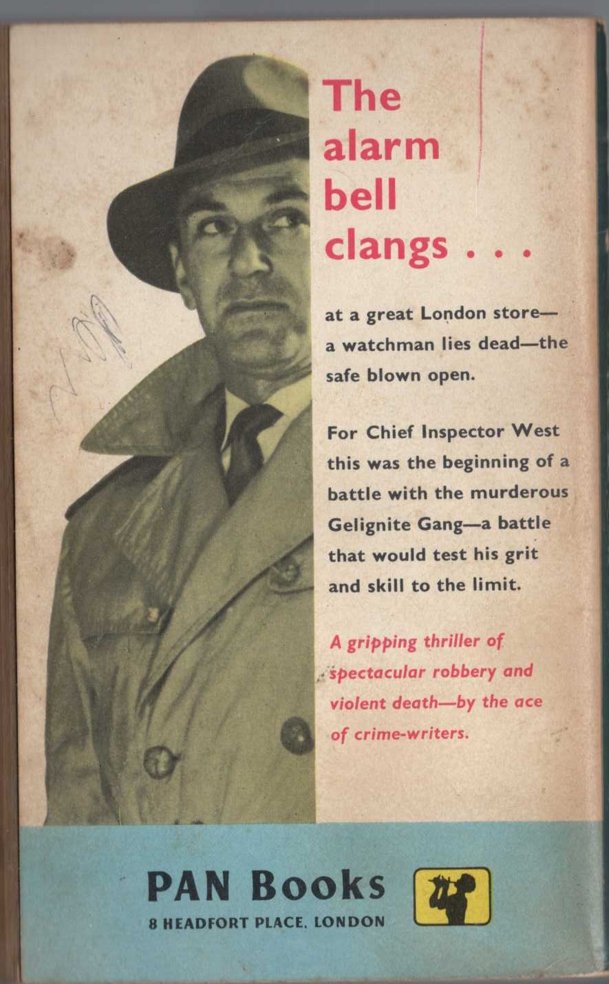 John Creasey  INSPECTOR WEST MAKES HASTE magnified rear book cover image