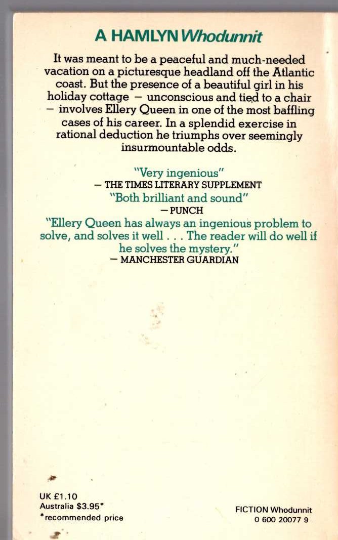 Ellery Queen  THE SPANISH CAPE MYSTERY magnified rear book cover image