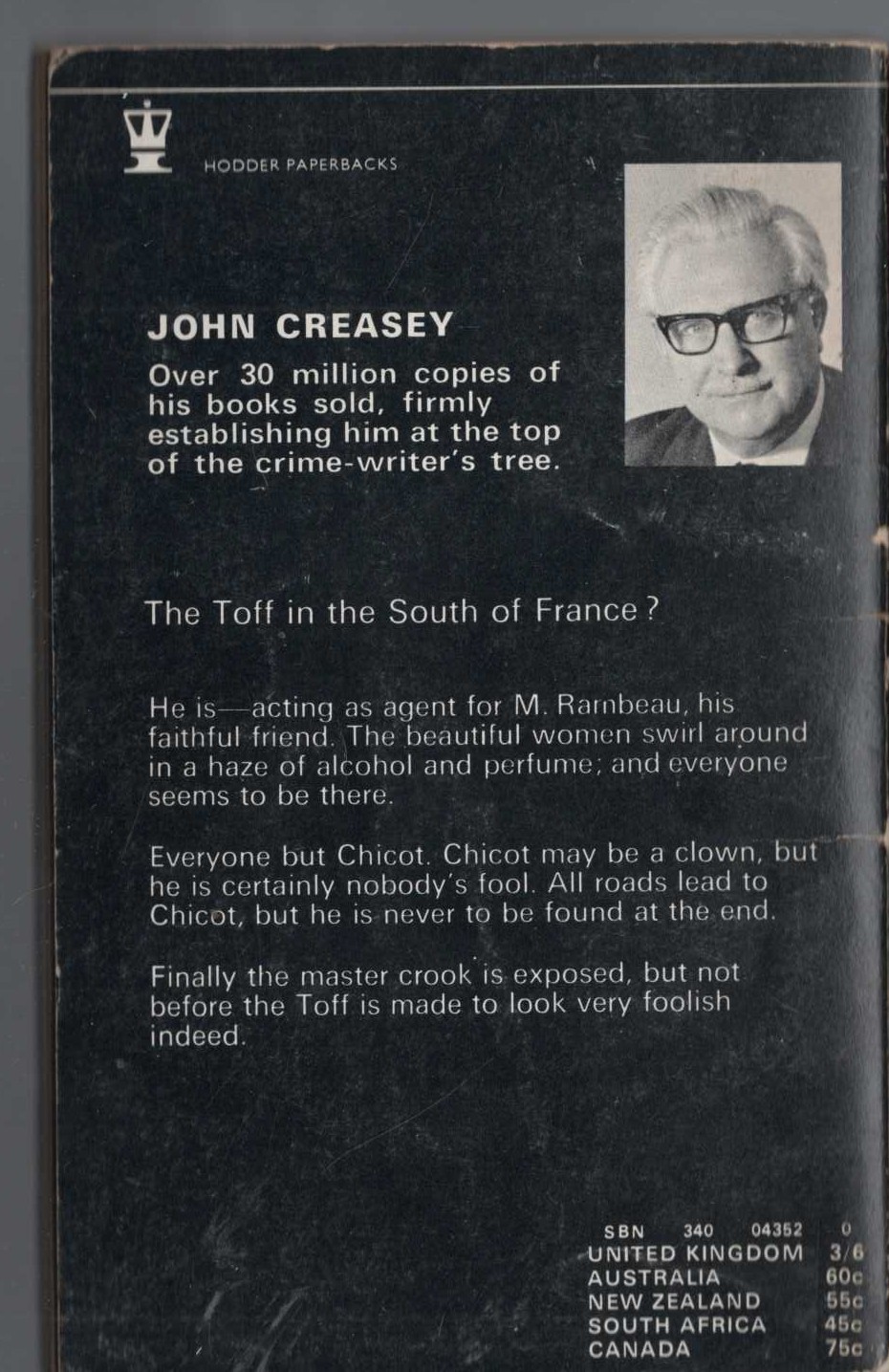 John Creasey  THE TOFF AND THE DEEP BLUE SEA magnified rear book cover image