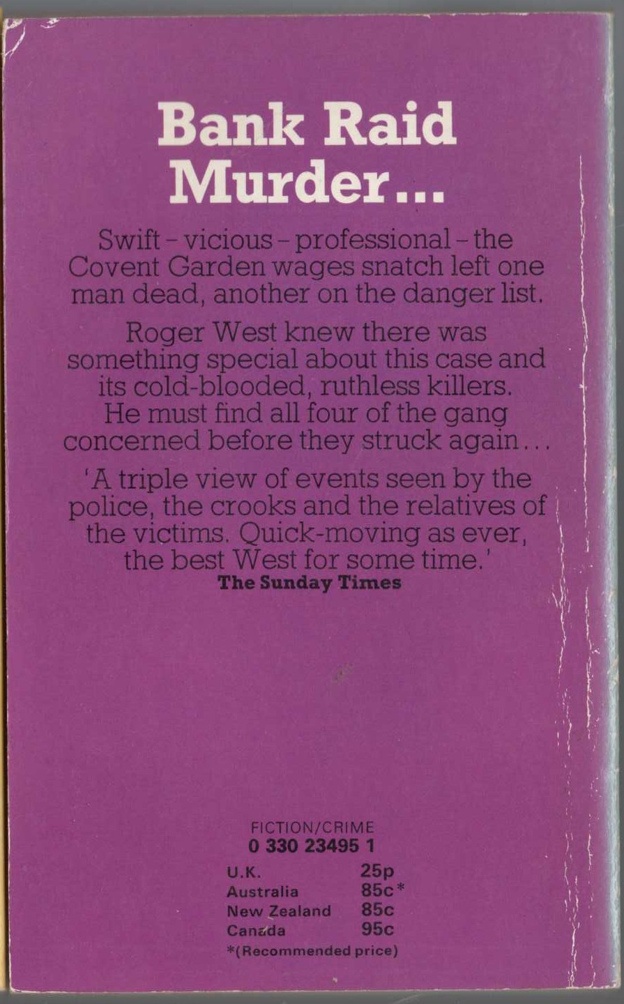 John Creasey  LOOK THREE WAYS AT MURDER (Roger West) magnified rear book cover image
