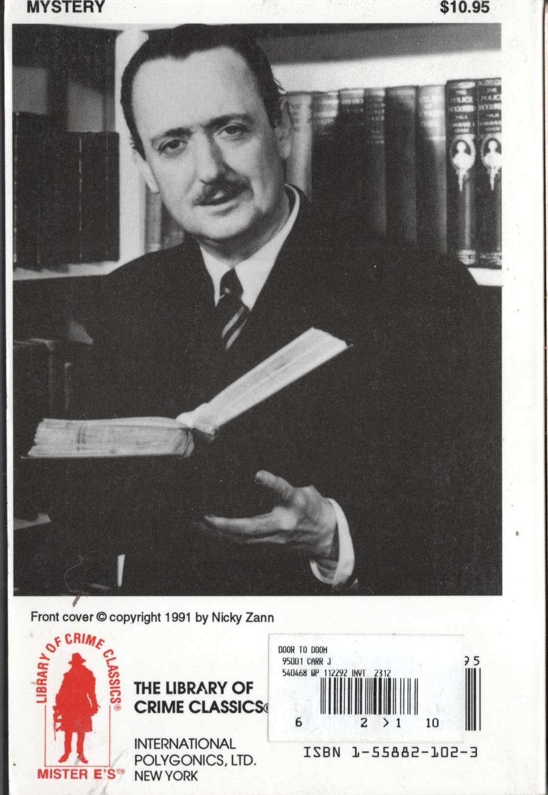 John Dickson Carr  THE DOOR TO DOOM and other detections magnified rear book cover image