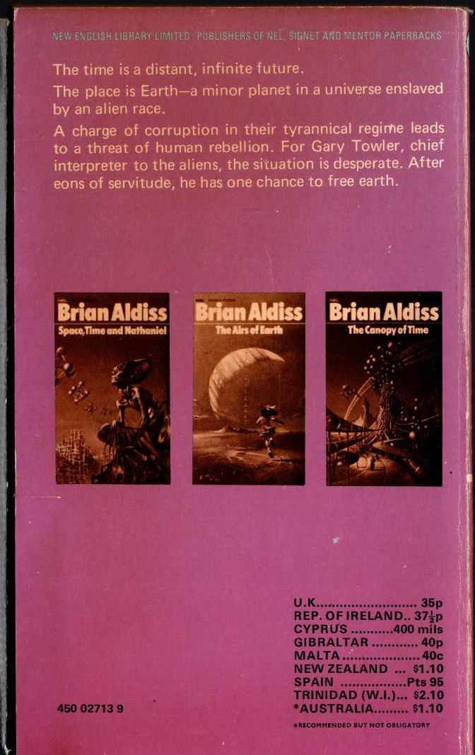 Brian Aldiss  THE INTERPRETER magnified rear book cover image