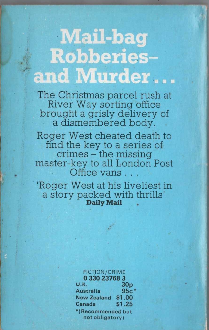 John Creasey  PARCELS FOR INSPECTOR WEST magnified rear book cover image